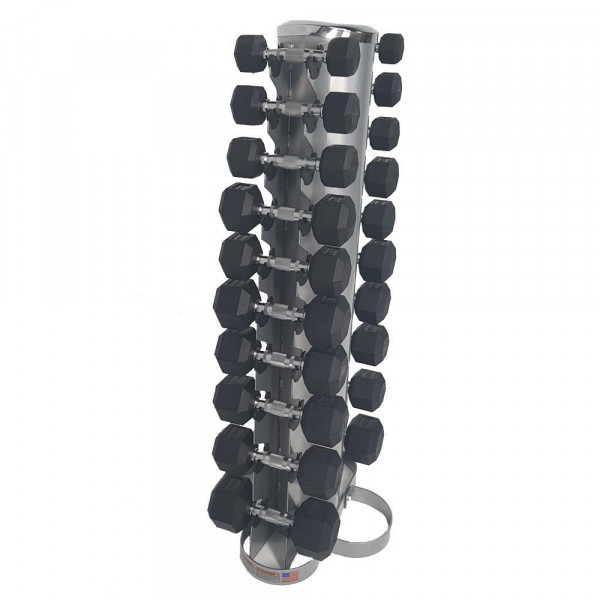 Force USA Rubber Hex 1kg-10kg Set With Dumbbell Rack-3